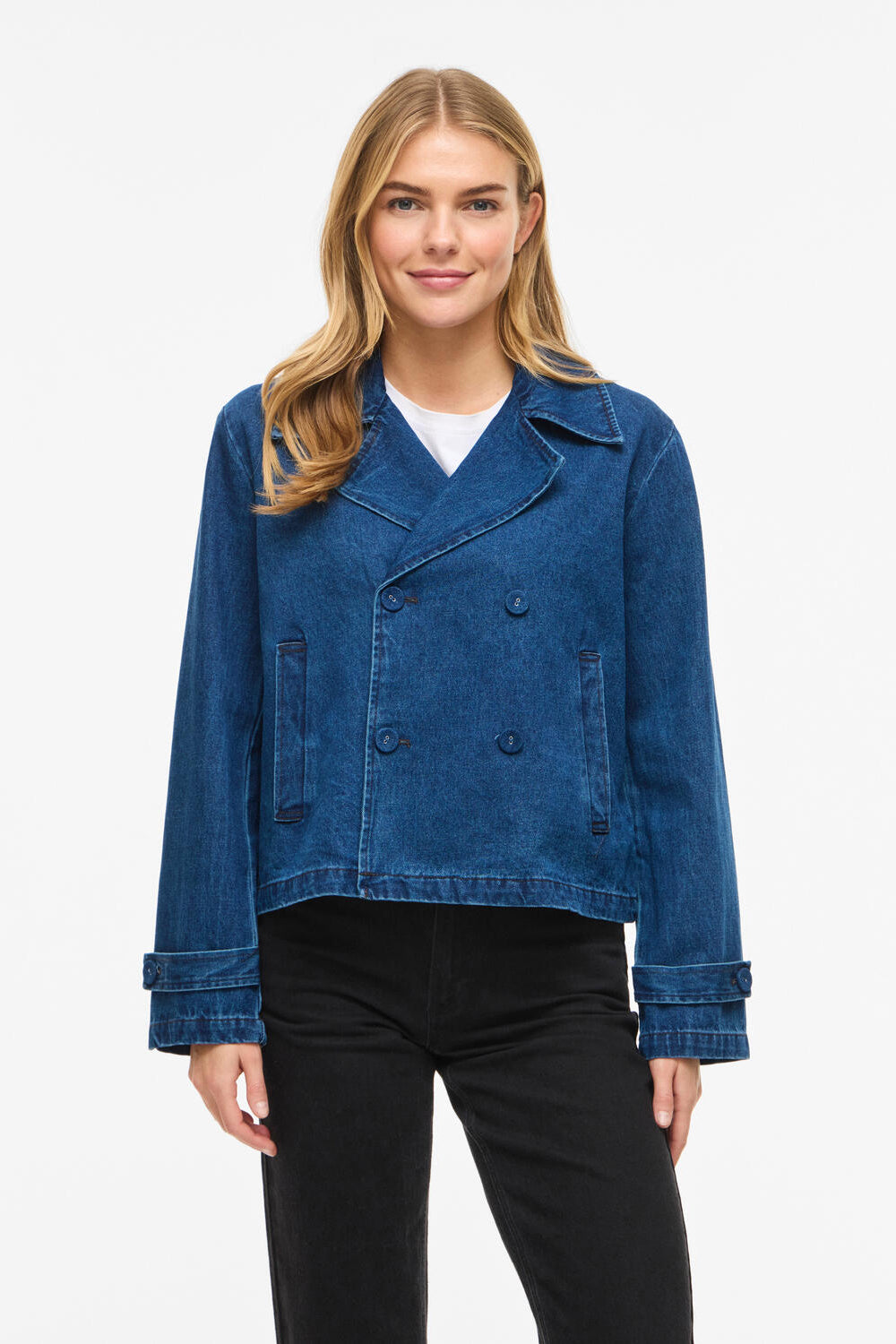 Vinata Short denimjakke - Dark Blue Denim